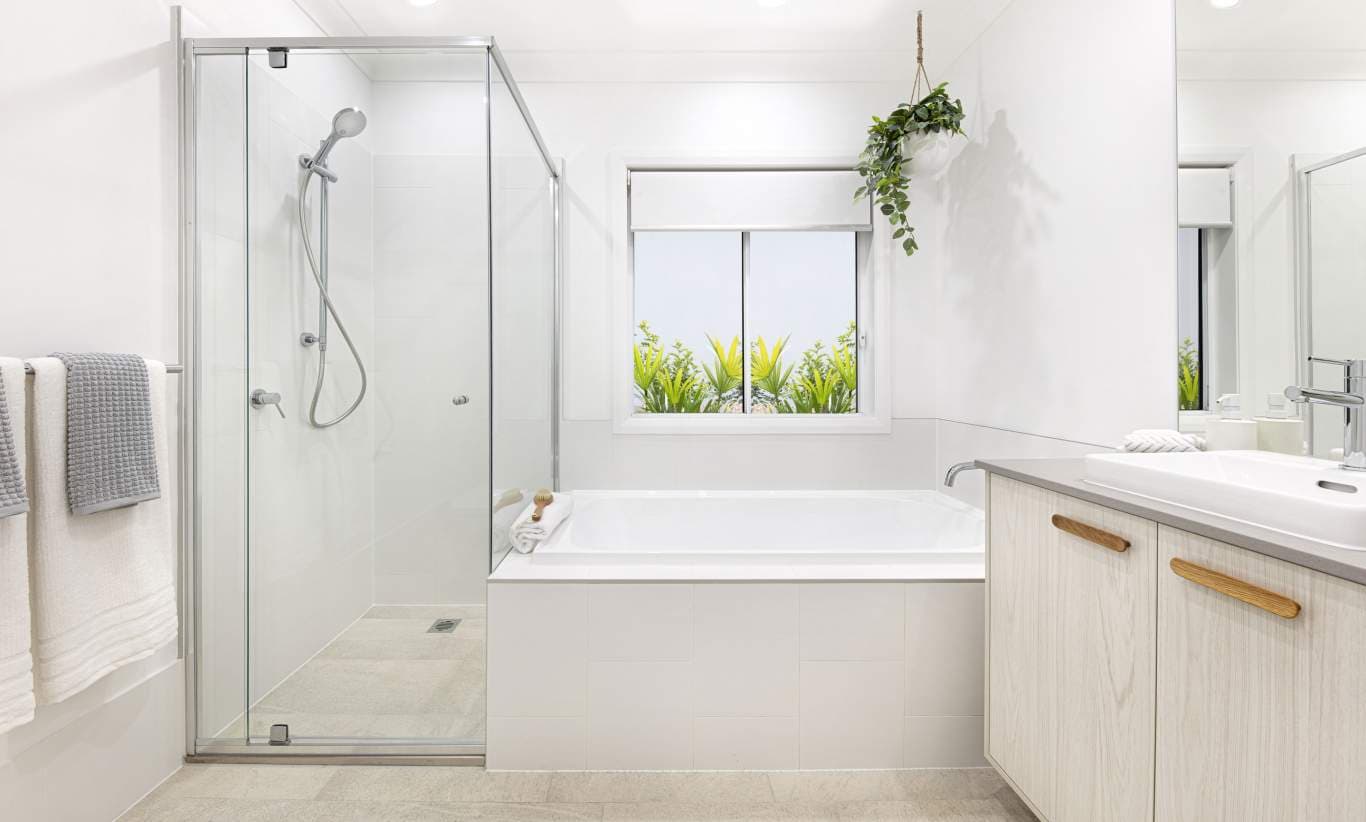 Luxury bathroom renovation showcase with modern fixtures and elegant design